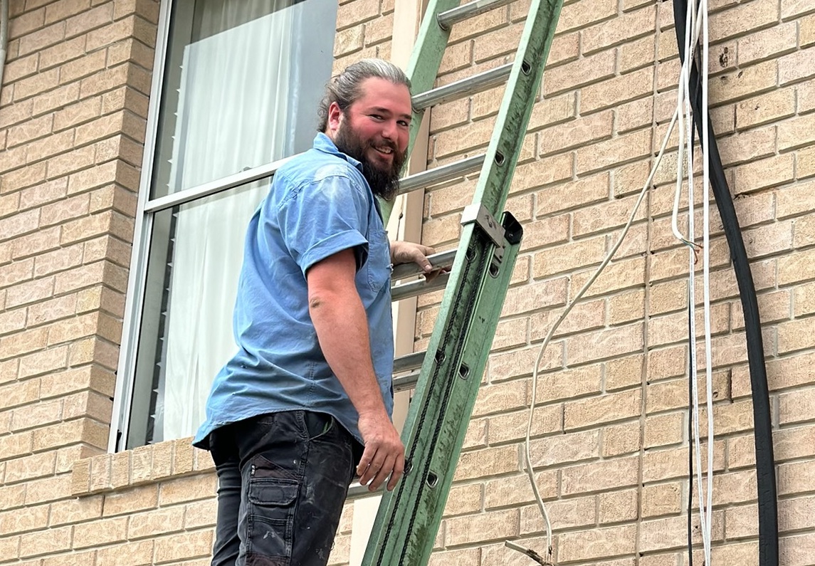 Beau on ladder