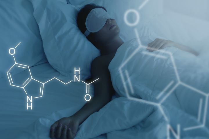 Melatonin Formula and Sleeping Woman during the Night
